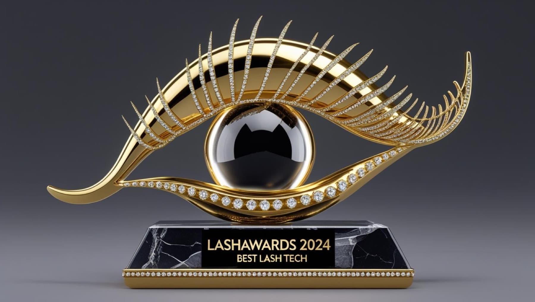 Lash Awards 2024 trophy — Best Lash Tech, awarded to Ella’s Beauty