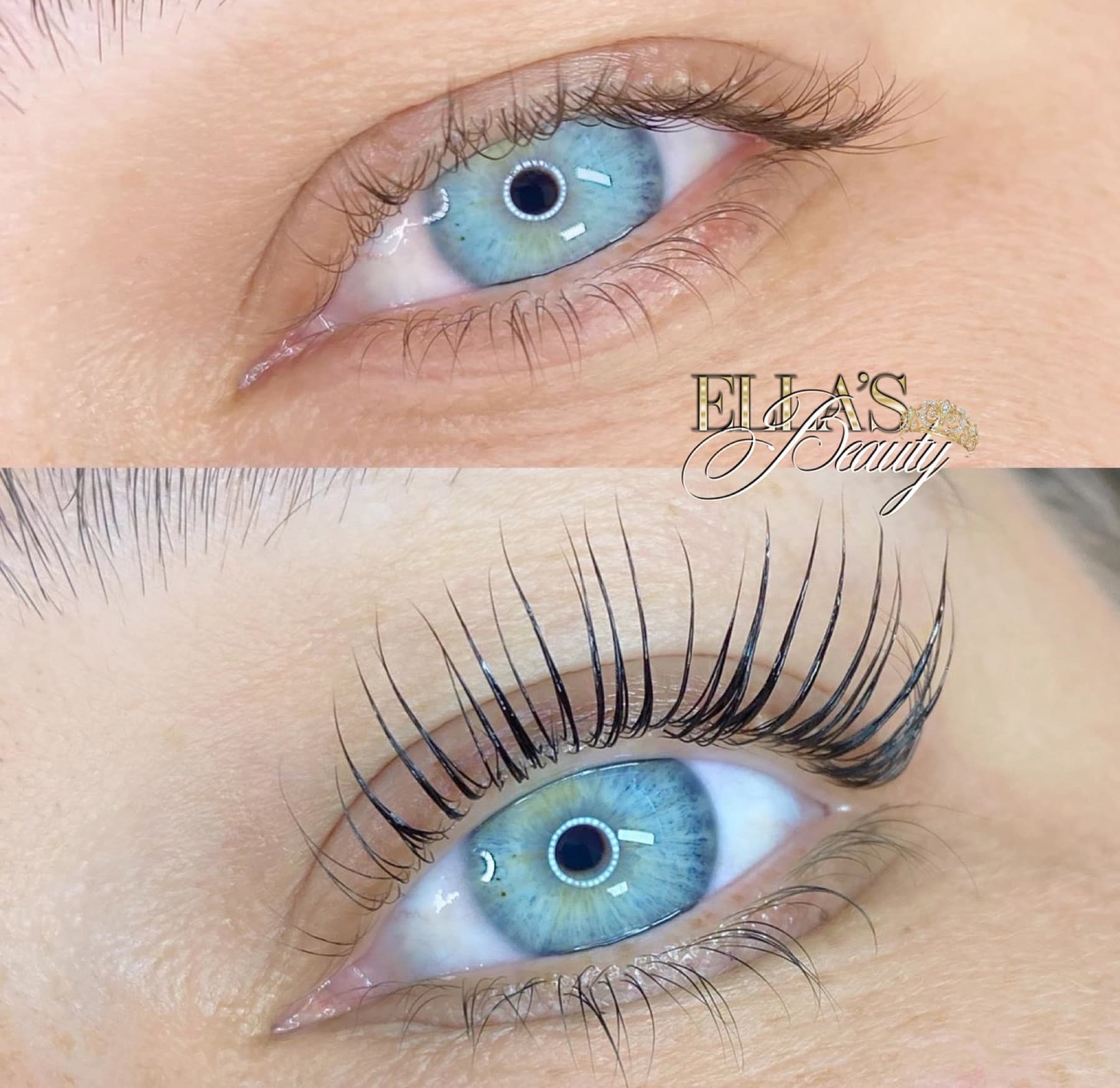 Lash lift before and after by Ella’s Beauty — natural lashes curled and tinted